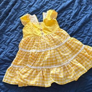 Charming Yellow Checkered Kids Dress
